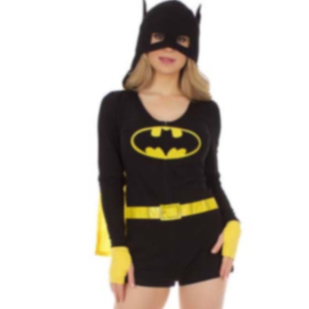 DC Comics x Undergirl Batman Black and Yellow Hooded Romper Shorts Onesie